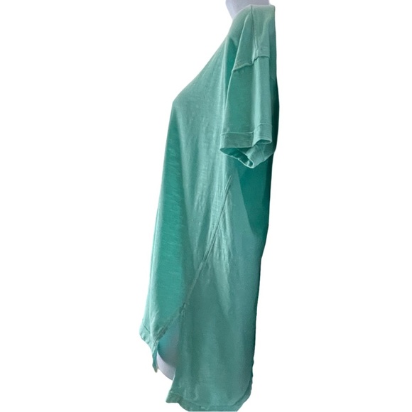 Pilcro Oversized Tee Shirt Green Cotton Slub Crew Neck High Low Hem Size XS - Picture 6 of 7